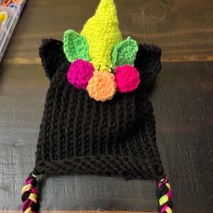 Colorful unicorn Knit Kids Hat with Braided Tassels